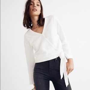 Madewell Texture & Thread Wrap Front Top in White